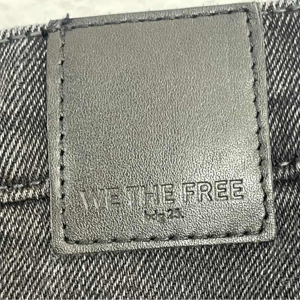 Free People We the Free Black Denim Skirt Raw Hem Button Fly Size 30 - Picture 8 of 12